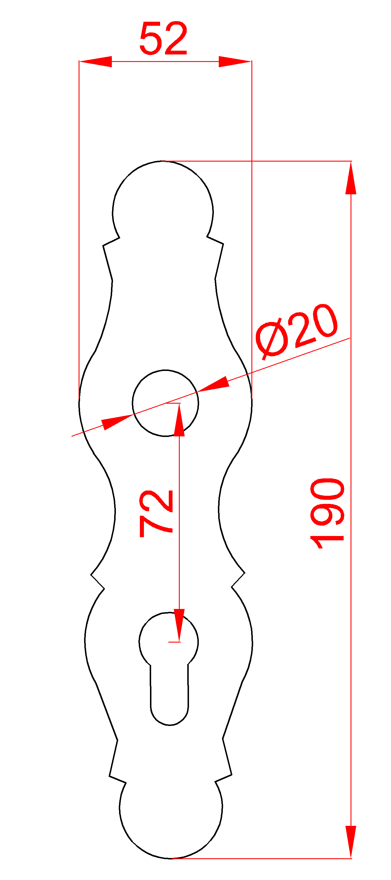 Štítek kovaný H 190 x L 52 mm, rozteč děr 72 mm
