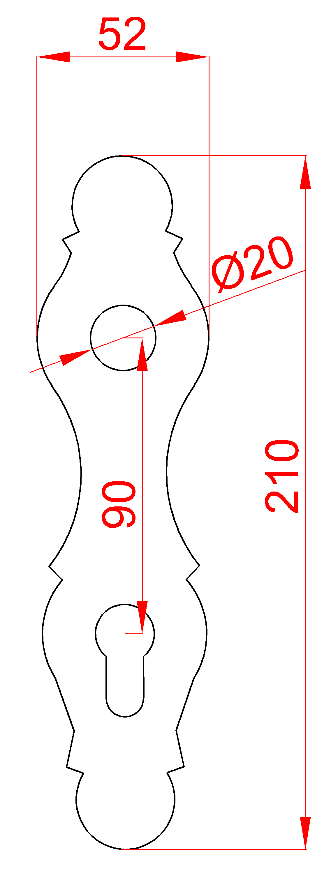 Štítek kovaný H 210 x L 52 mm, rozteč děr 90 mm