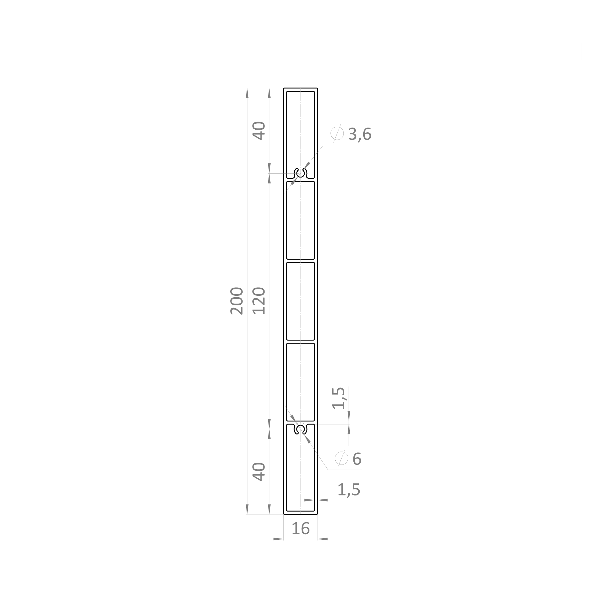 Poškodený profil 200x16mm, L-6000mm, bez povrchové úpravy