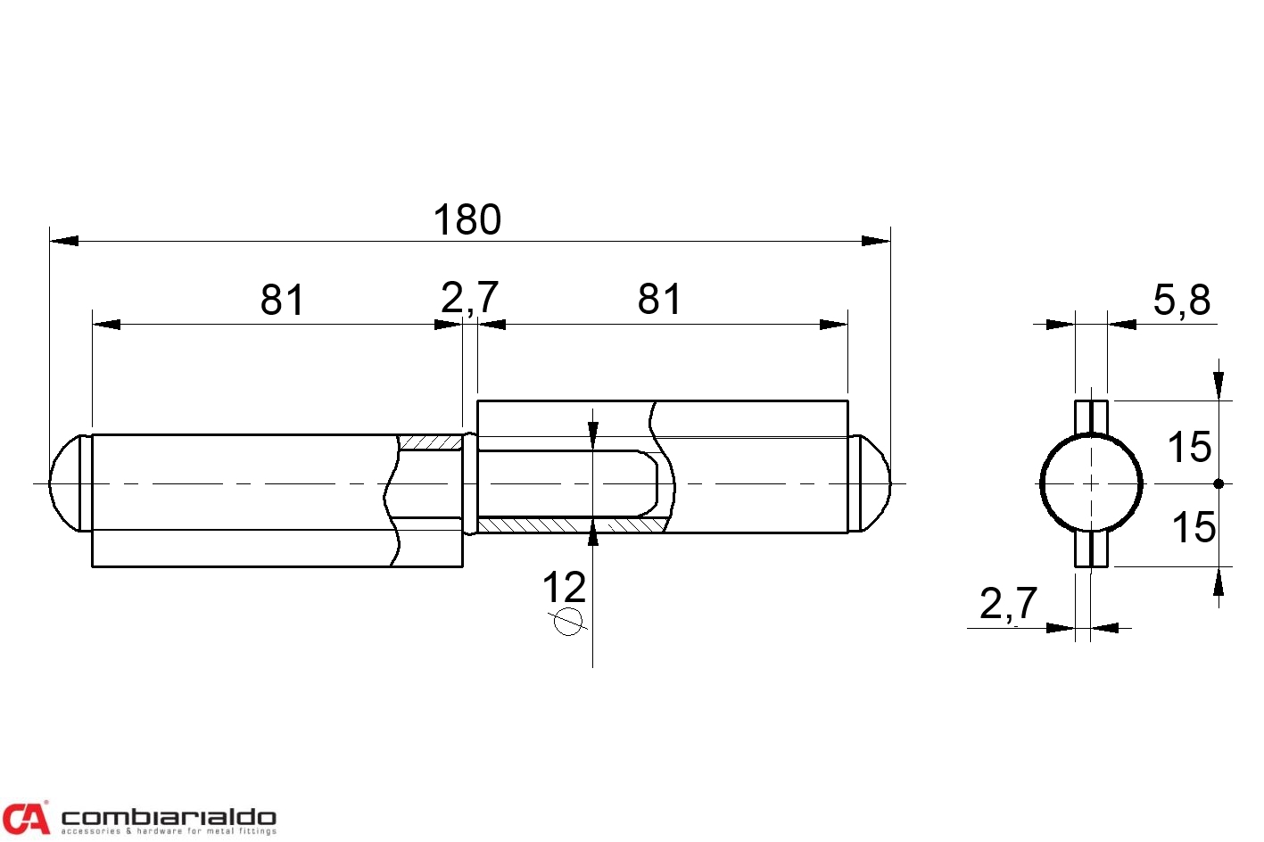 Pant dvoudílný 170mm