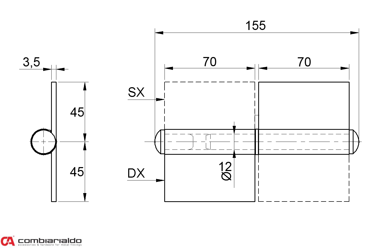 Pant s plotnou dvoudílný 140mm, levý