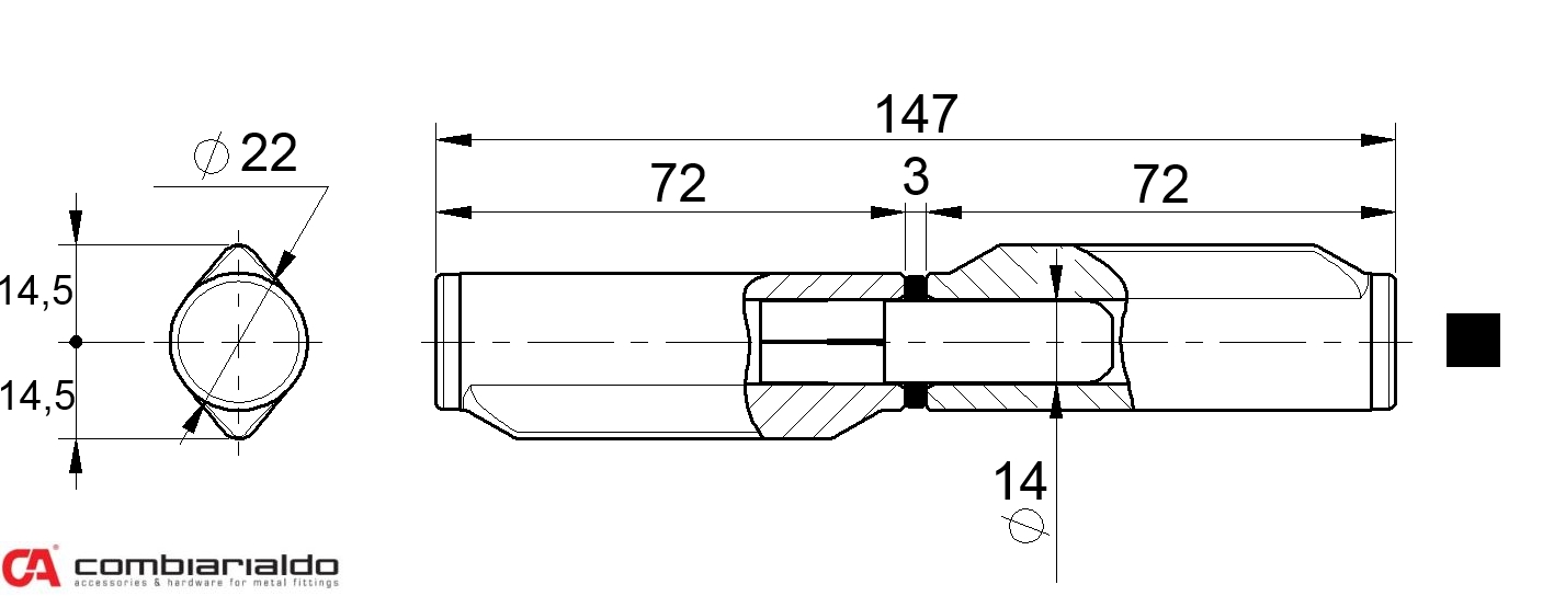 Pant dvoudílný 150x22mm