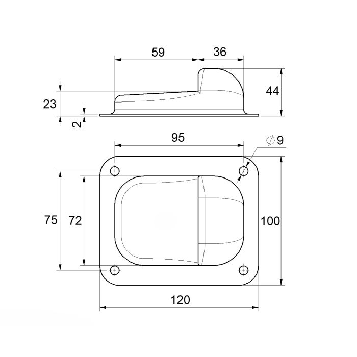 Doraz KVN gate systems pro křídlovou bránu, 120 x 100 x 44 mm, uchycení na šroubky