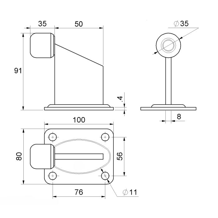 Doraz KVN gate systems na bránu, plotna 100 x 80 mm