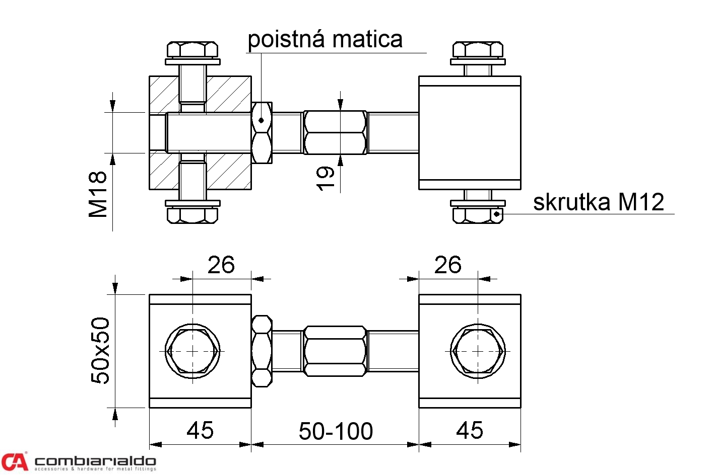 Napínák Combi Arialdo pro samonosné brány, R 50-100 mm