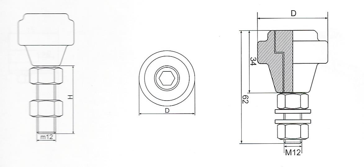 Polyamidový vodící váleček D-32.5mm, H-39mm, M12 pro horní vedení posuvných bran