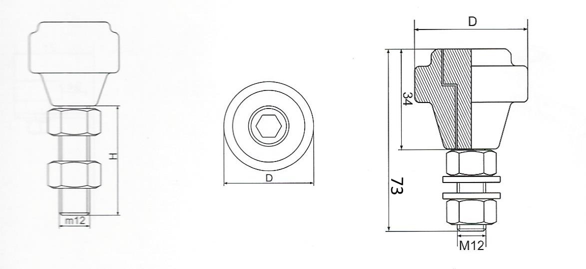 Polyamidové vodící kolečko D-34mm, H-39mm, M12 pro horní vedení posuvných bran