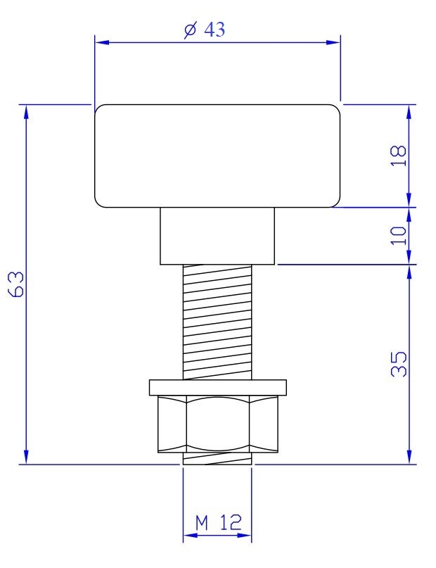 Polyamidové vodící kolečko ø 43mm s ložiskem, M12