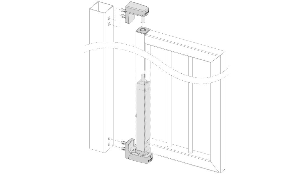 LOCINOX® INTERIO - zabudovaný hydraulický zavírač pro křídlové vrata do 150kg / 1,5m, otevíratelný do 125°