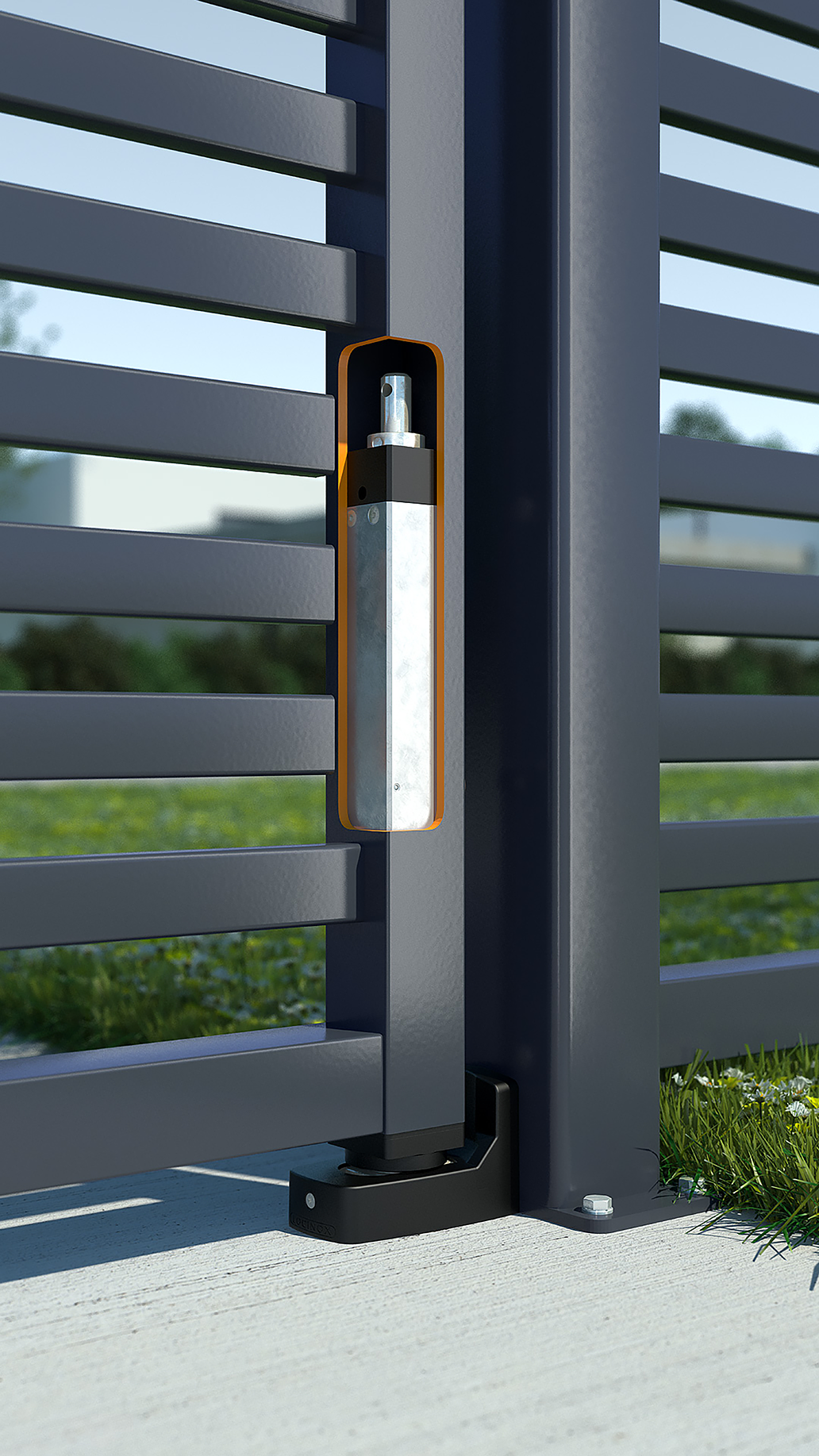 LOCINOX® INTERIO - zabudovaný hydraulický zavírač pro křídlové vrata do 150kg / 1,5m, otevíratelný do 125°