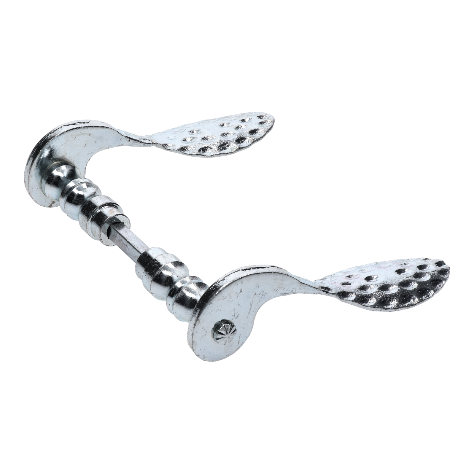 Klika, průměr osazení na štítek 19mm, 85x125mm, bílý zinek, pár