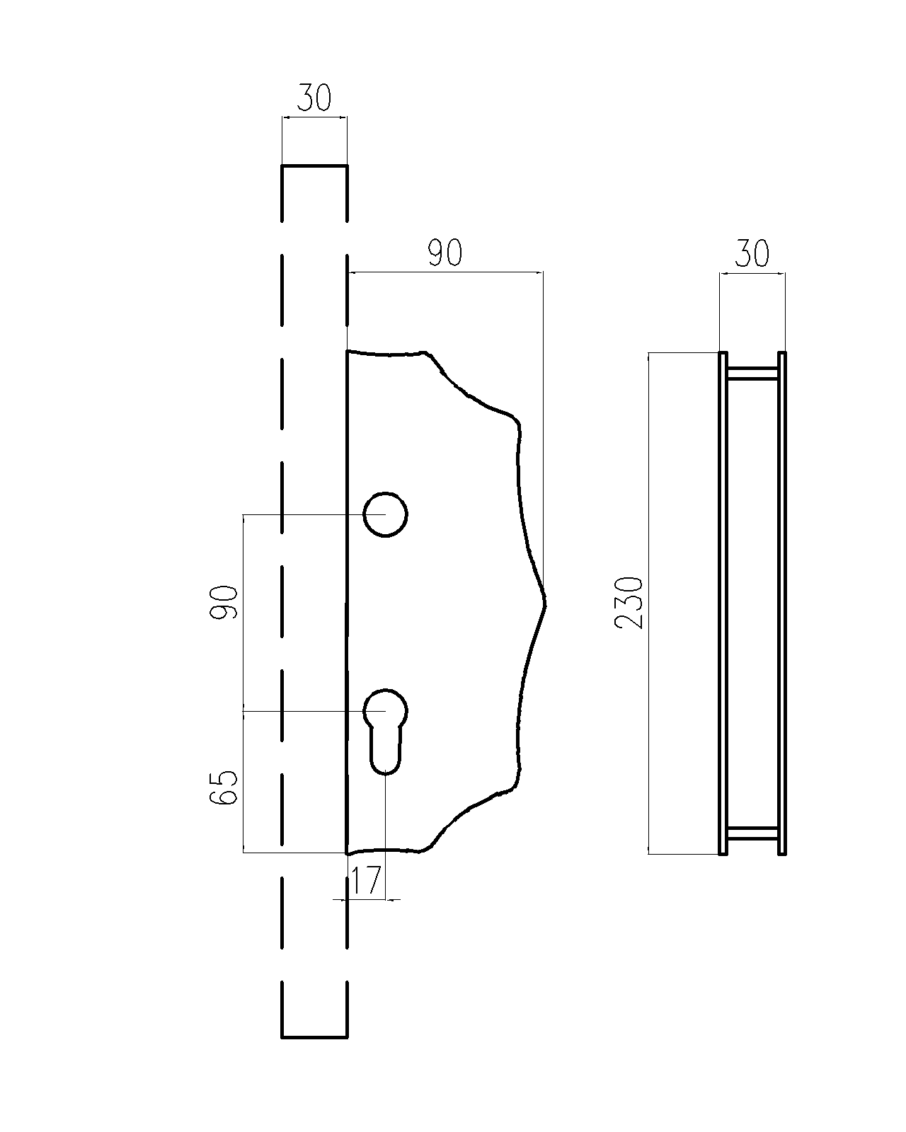 Kazetová sestava pro branku 230 x 93 x 30 mm, hladká