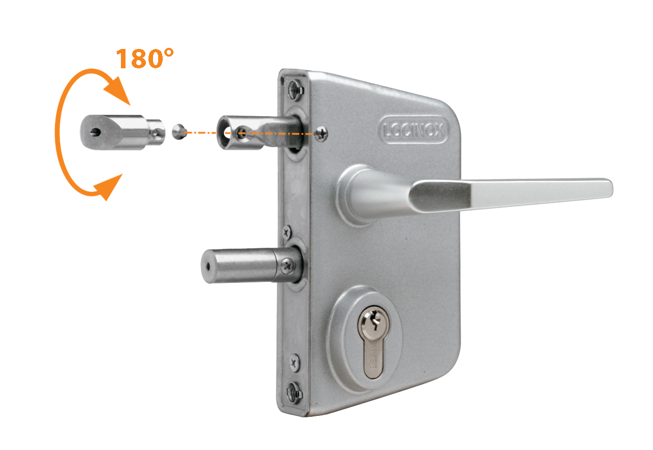 LOCINOX® Zámkový set LAKQ U2 pre profil Ø40 - Ø60 mm (kazeta, zámok, hliníkové kľučky, cylindrická vložka), voliteľná fa