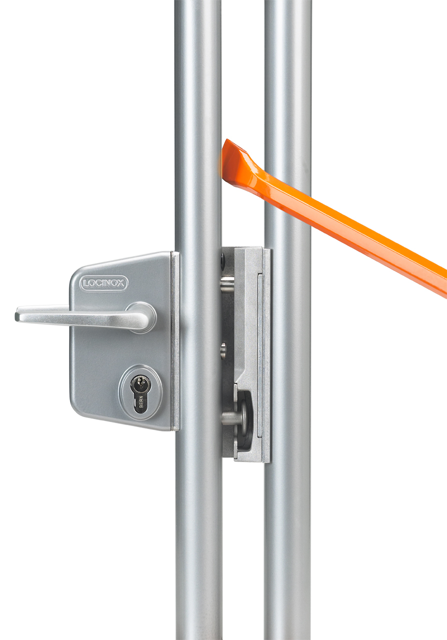 LOCINOX® Zámkový set LAKQ U2 pre profil Ø80 - Ø100 mm (kazeta, zámok, hliníkové kľučky, cylindrická vložka), strieborná