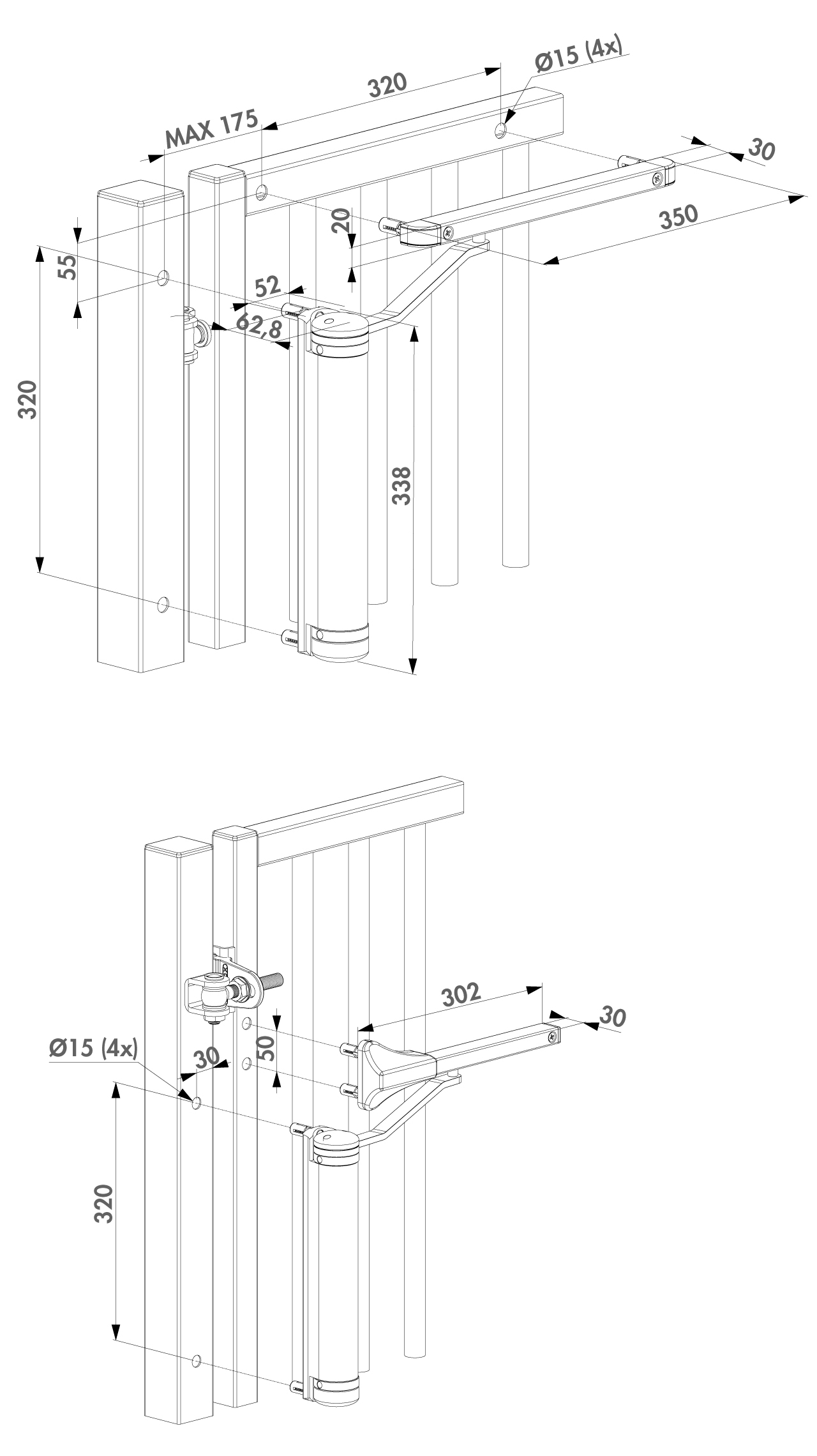 Hydraulický zatvárač, pre krídlové brány do 75 kg / 1,1 m, RAL9005
