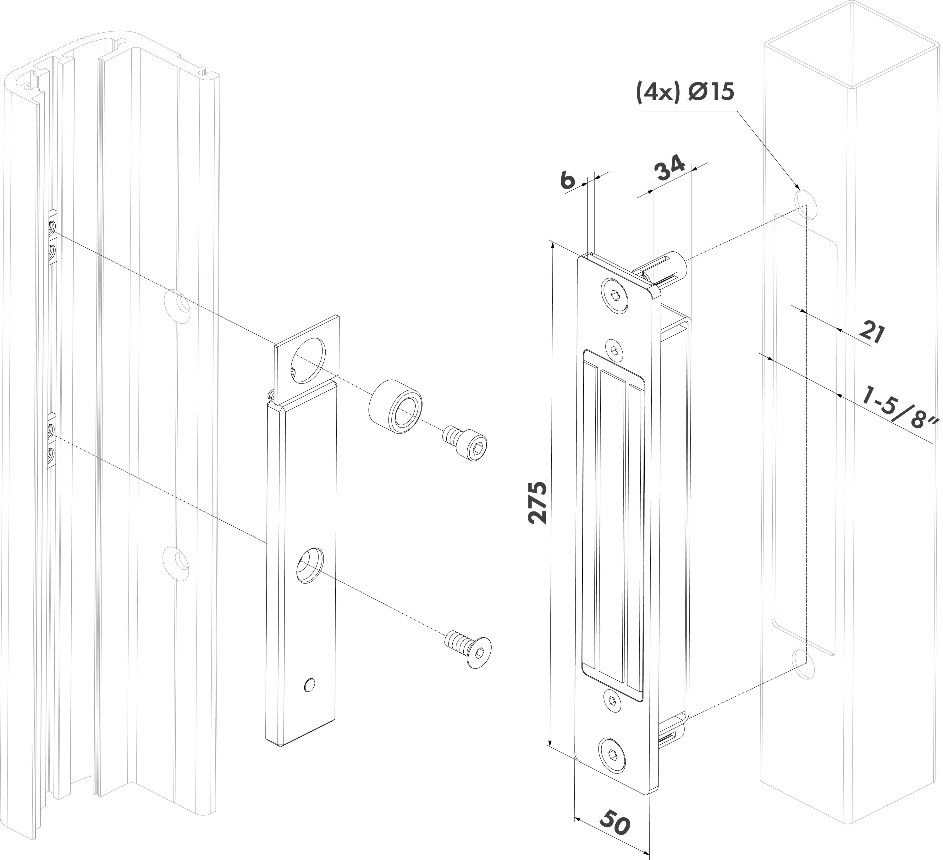 LOCINOX® MAGUNIT 2500 zadlabávací přídržní elektromagnet, blokace v tahu 2500N, pro křídlové a posuvné vrata