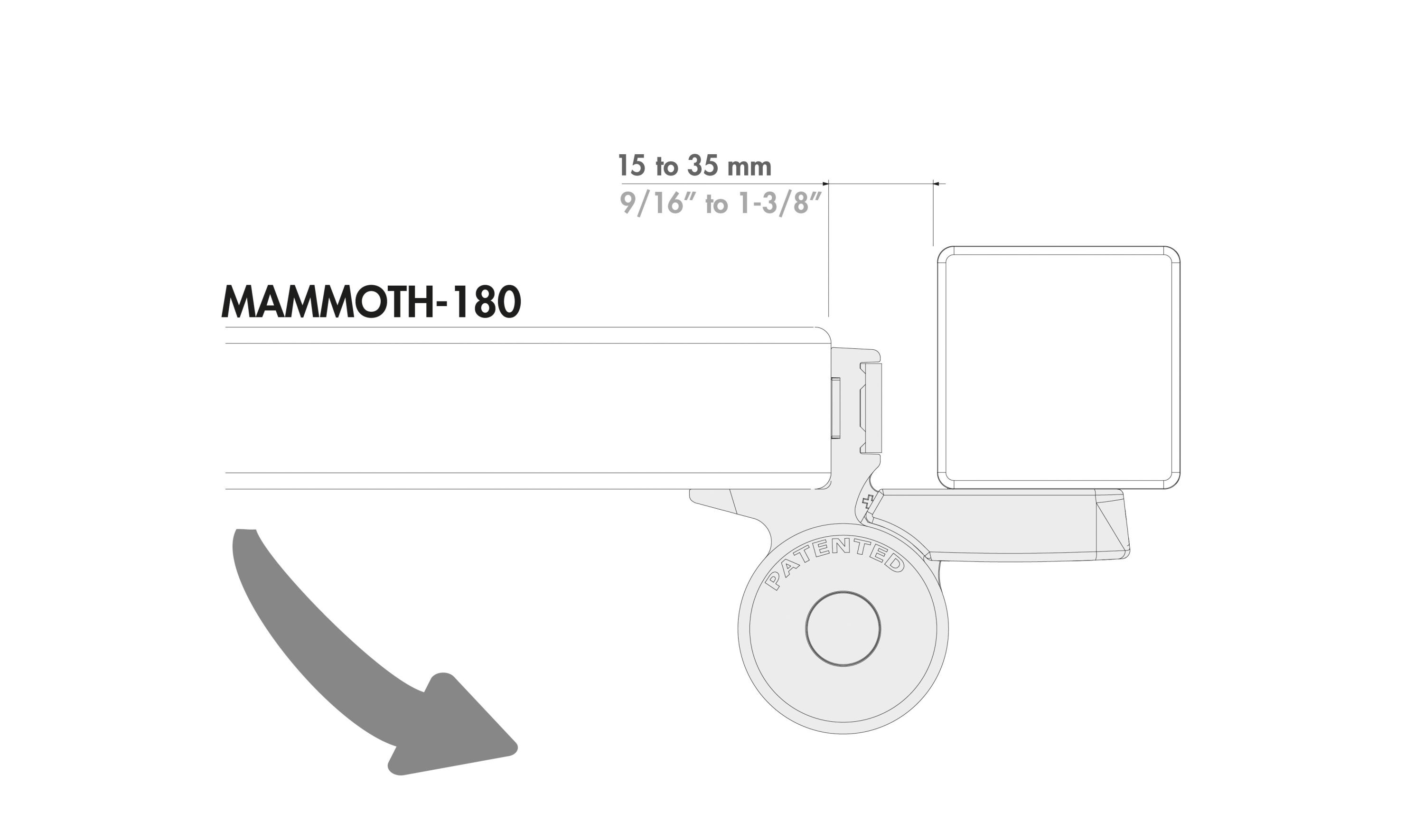 LOCINOX® MAMMOTH180 pant otevíratelný 180°, nastavitelný 2D, integrovaný hydraulický zavírač, pro křídlové vrata do 150
