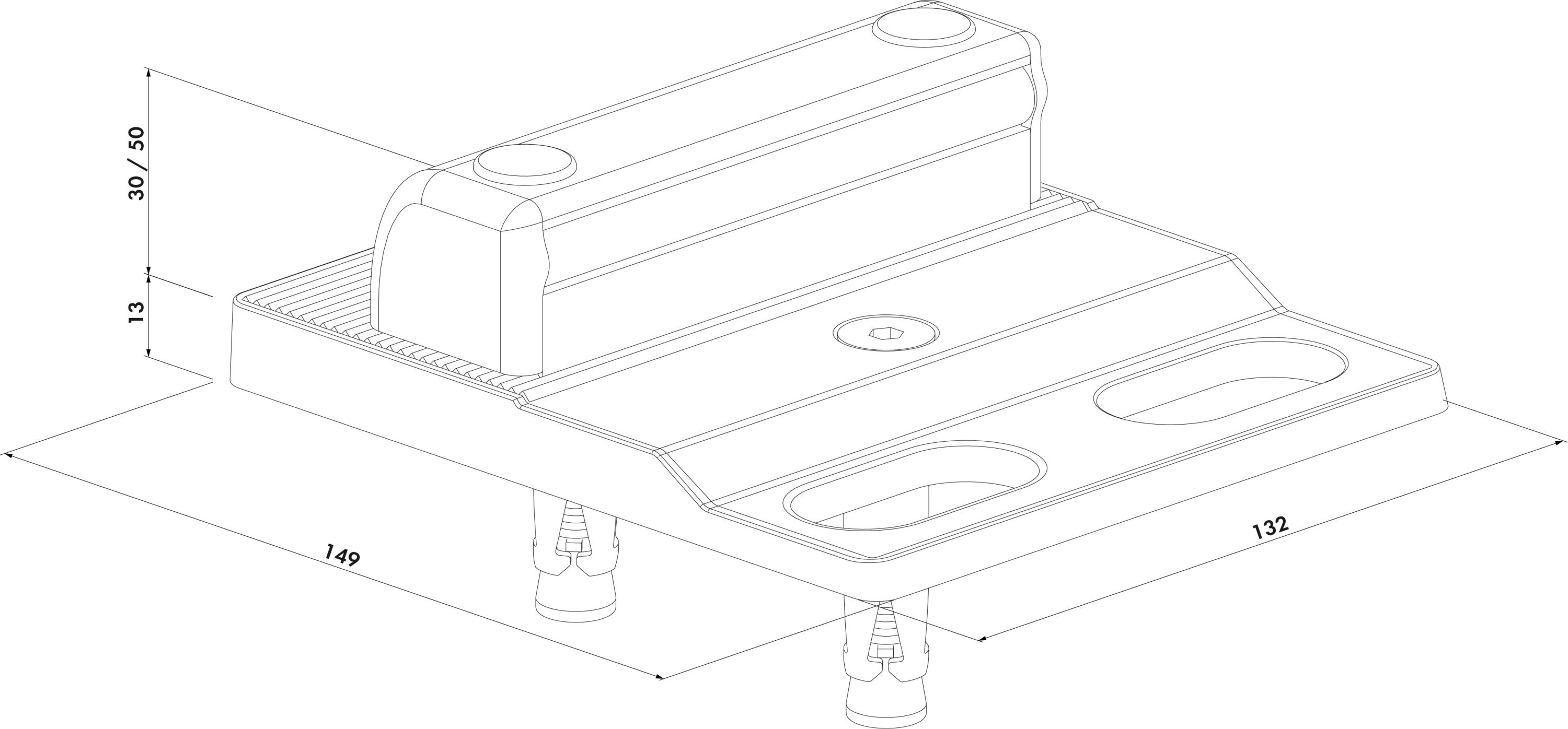 LOCINOX® SABO středový doraz pro křídlové vrata, nastavitelná výška a hloubka, povrchová montáž