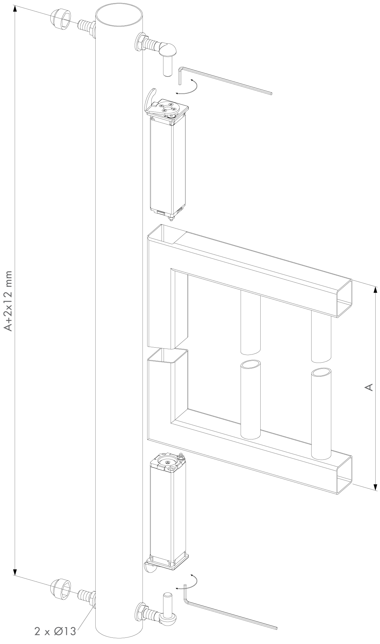 LOCINOX® SWING40 samozavirací pružinový pant M12, otevíratelný 90° , nastavitelný 1D, nerezová ocel