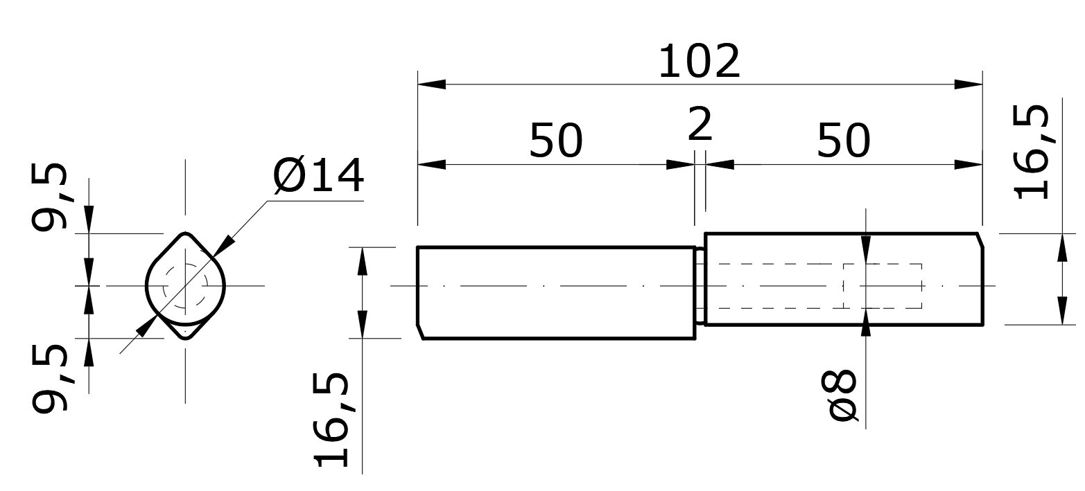 Pant dvoudílný 102x14mm, pozinkovaný trn