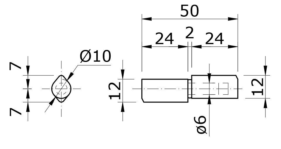 Pant dvoudílný 50x10mm, pozinkovaný trn