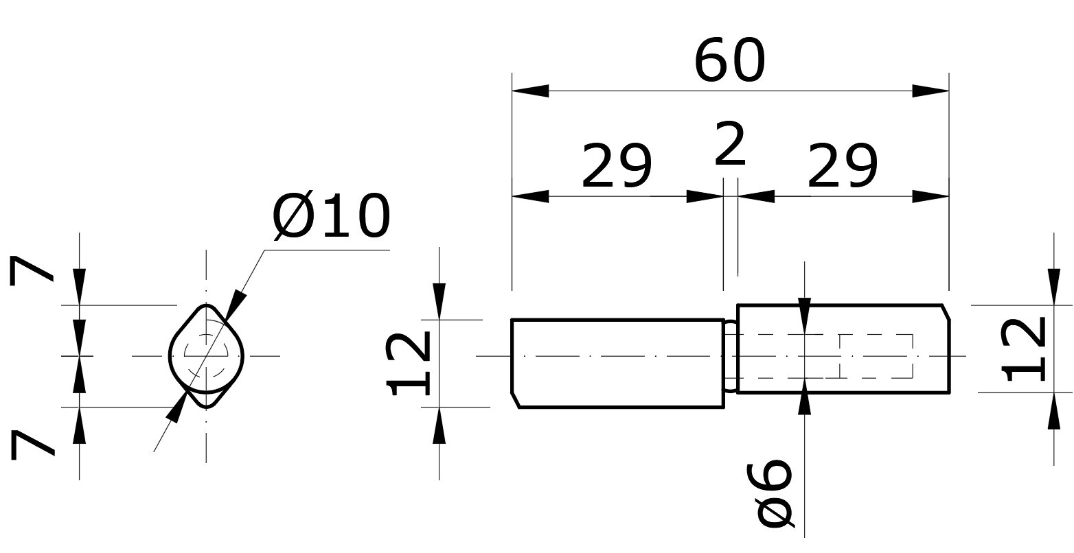 Pant dvoudílný 60x10mm, pozinkovaný trn