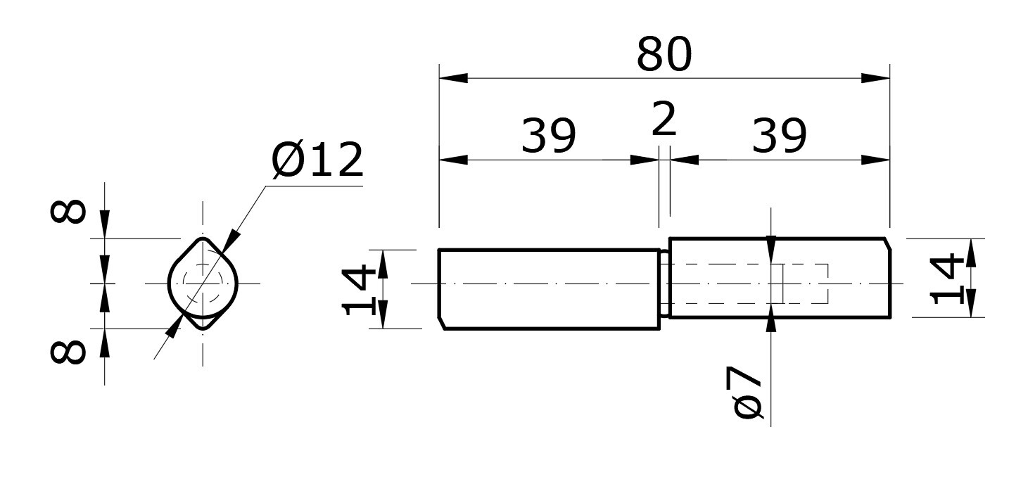 Pant dvoudílný 80x12mm, pozinkovaný trn