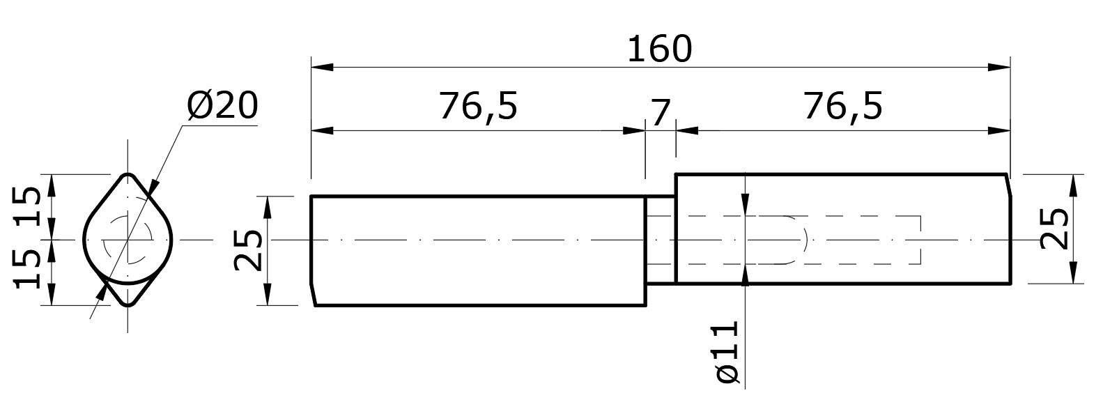 Pant dvoudílný 160x20mm s ložiskem, pozinkovaný trn