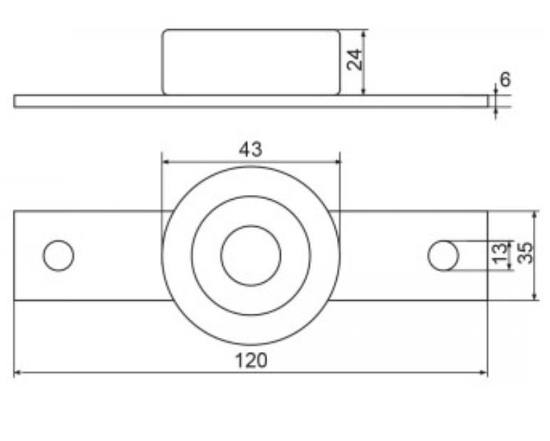 Polyamidové vodící kolečko D-43, d-13, B-35, celková délka 120mm, s ložiskem