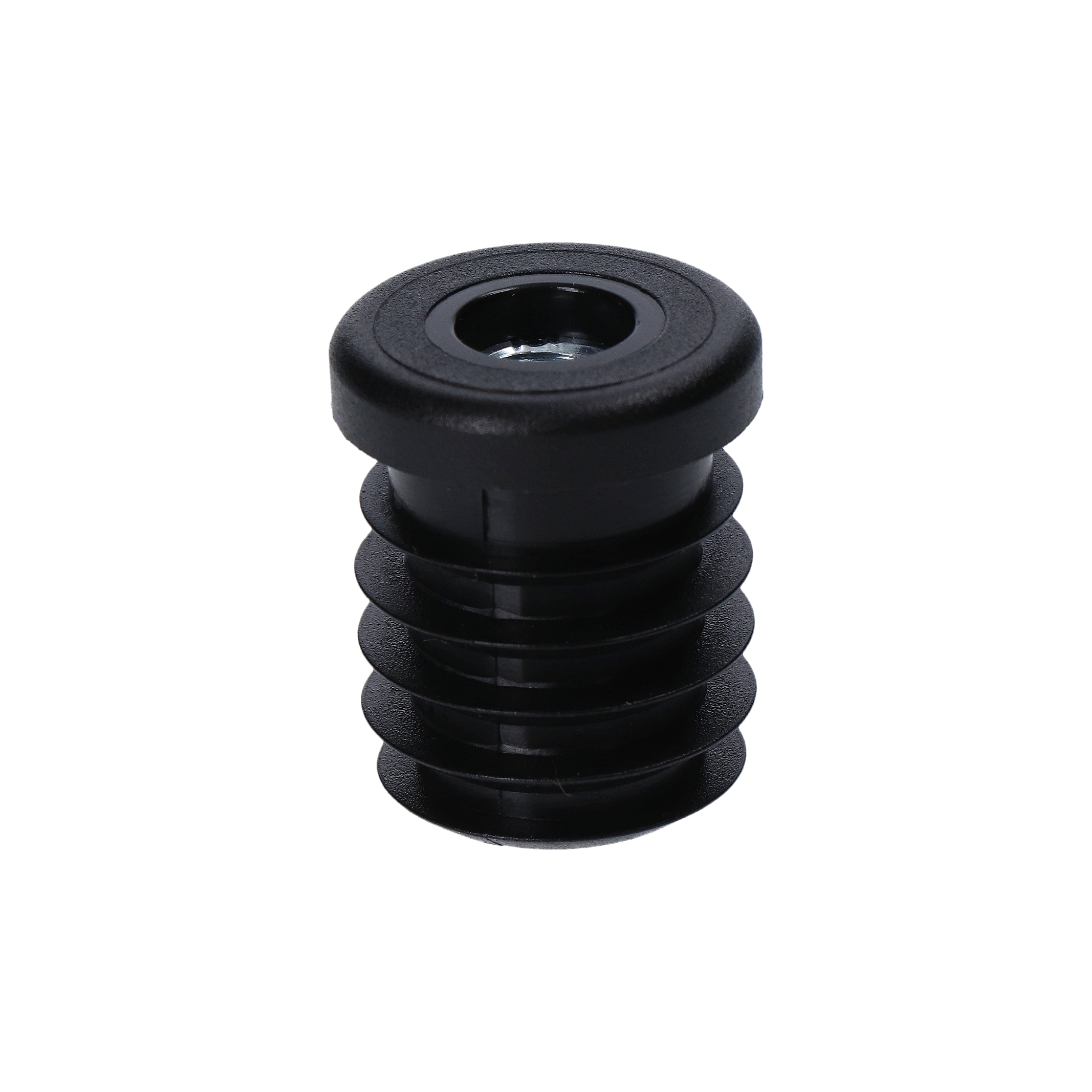 M8,A-25mm,H-25mm,C-5mm,černá, tloušťka stěny 1,5-2 mm, plastová zátka z kulaté trubky s maticí M8