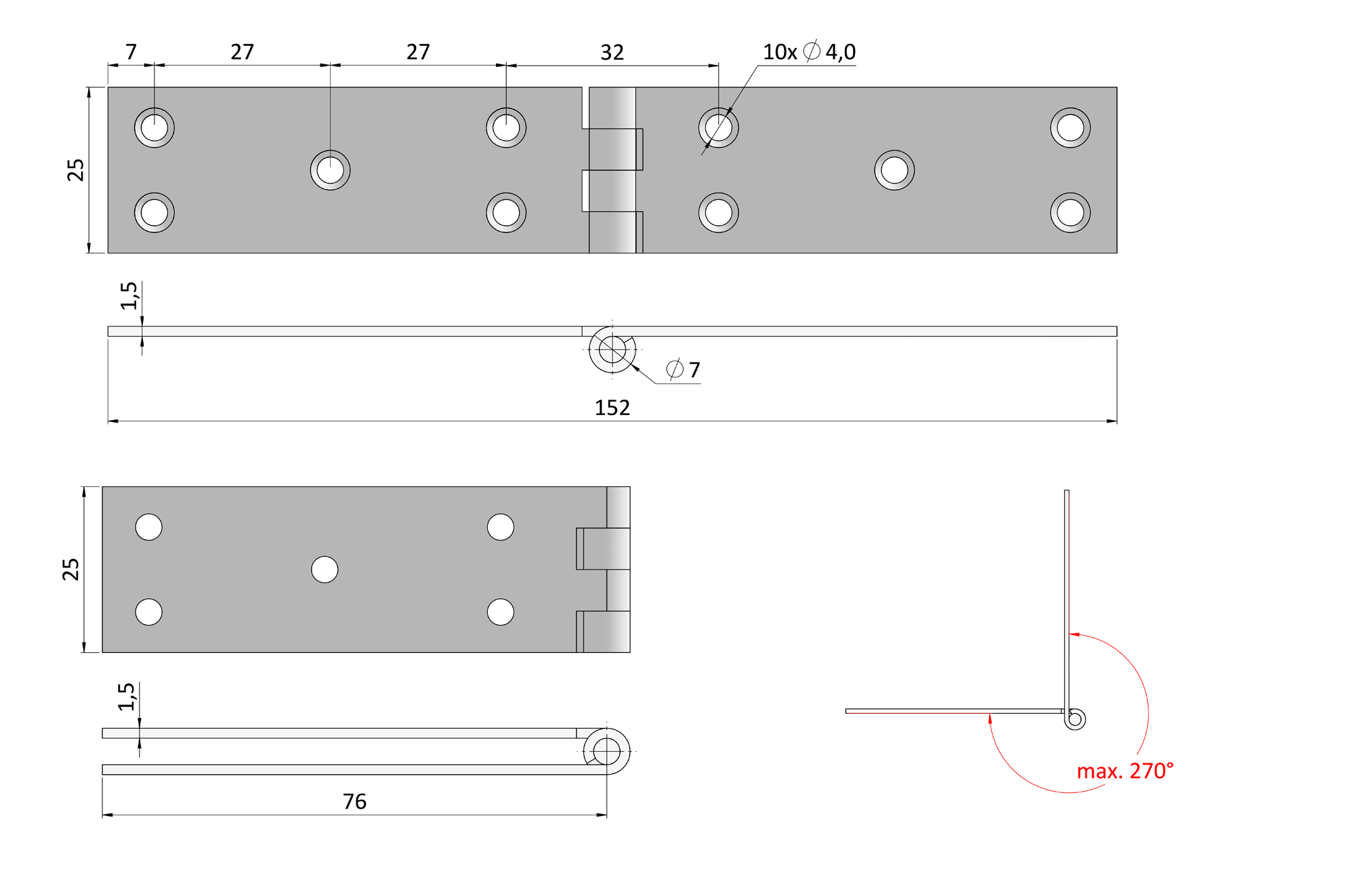 Závěs pásový 152 x 25 mm, žlutý zinek