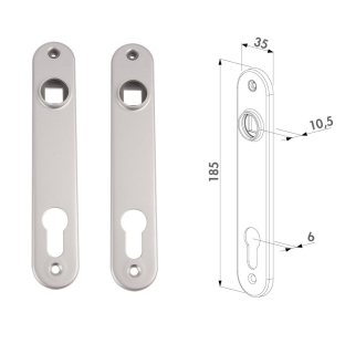 LOCINOX® krycí štítek s otvorem pro kliku a cylindrickou vložku, rozteč 92 mm, materiál: nerezavějící ocel, cena za PÁR