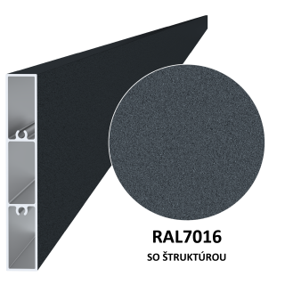 Profil na výplň 100x16mm, materiál EN AW-6060 T66, hliník s povrchovou úpravou,práškové lakovanie so štruktúrou, antraci