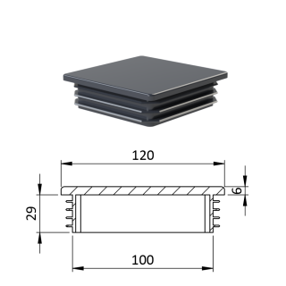 Krytka plastová 120 x 120 mm, antracit
