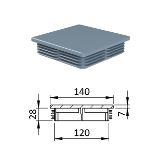 Krytka plastová 140 x 140 mm, šedá