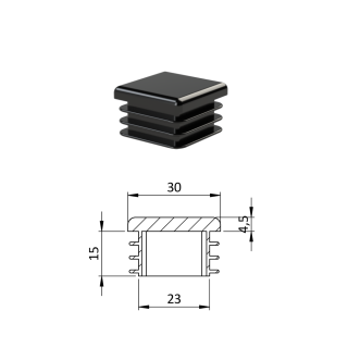 Krytka plastová 30 x 30 mm, černá