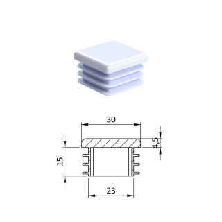 Krytka plastová 30 x 30 mm, bílá