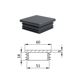 Krytka plastová 60 x 60 mm, antracit