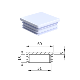 Krytka plastová 60 x 60 mm, bílá