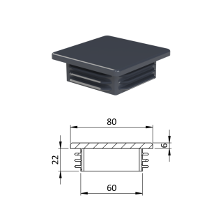 Krytka plastová 80 x 80 x 5 - 8 mm, antracit