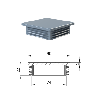 Krytka plastová 90 x 90 mm, šedá