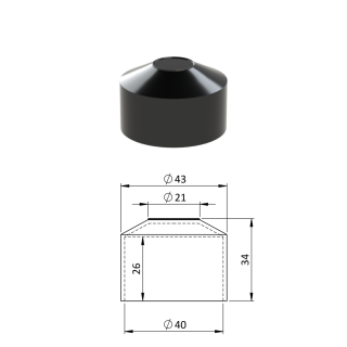 Vnější krytka kulatá ø 40 mm, plastová PE, černá