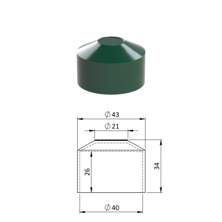 Vnější krytka kulatá ø 39,8 mm, plastová PE