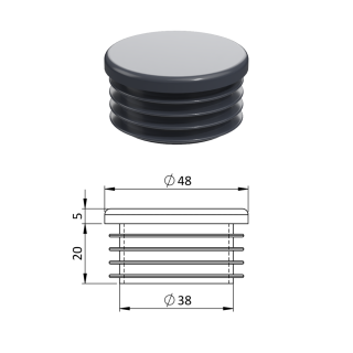 Vnitřní krytka kulatá ø 48 mm, plastová, antracit