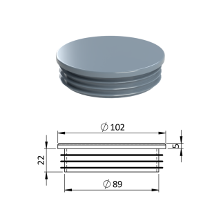 Vnitřní krytka kulatá ø 102 mm, plastová, šedá