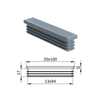 Krytka plastová 20 x 100 mm, šedá