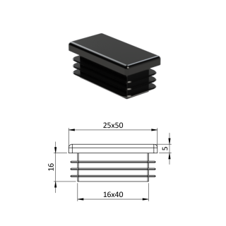 Krytka plastová 25 x 50 mm