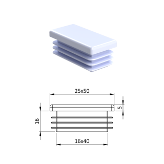 Krytka plastová 25 x 50 mm