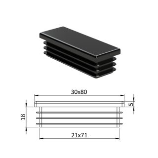 Krytka plastová 30 x 80 mm