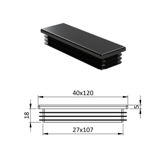 Krytka plastová 40 x 120 mm